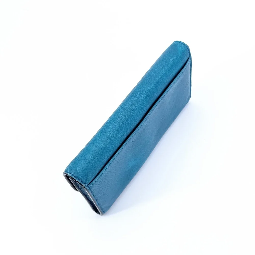 Coach Madison Slim Envelope Wallet Teal Dark Plume Leather Silver Hardware
